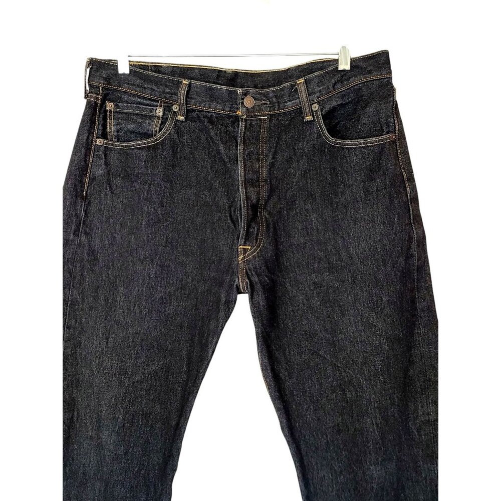 Levis 501 Original Fit Mens Jeans W38 L30 Black Straight Leg Denim 100% Cotton M